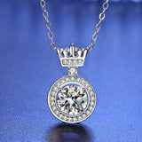 14K 1CT Moissanite Necklace Crown Pendent