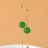 14K Yellow Injection Jade Bead Station Necklace Jewelry