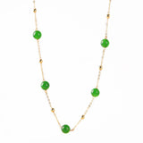 14K Yellow Injection Jade Bead Station Necklace Jewelry