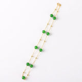 14K Yellow Injection Jade Bead Station Necklace Jewelry
