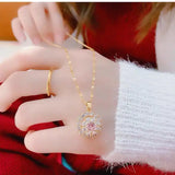 14K Yellow Necklace Violet Diamond Pendants for Women