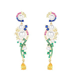 Vintage Freshwater Pearl Drop Earrings Yellow Plated Zircon Dangle Jewelry