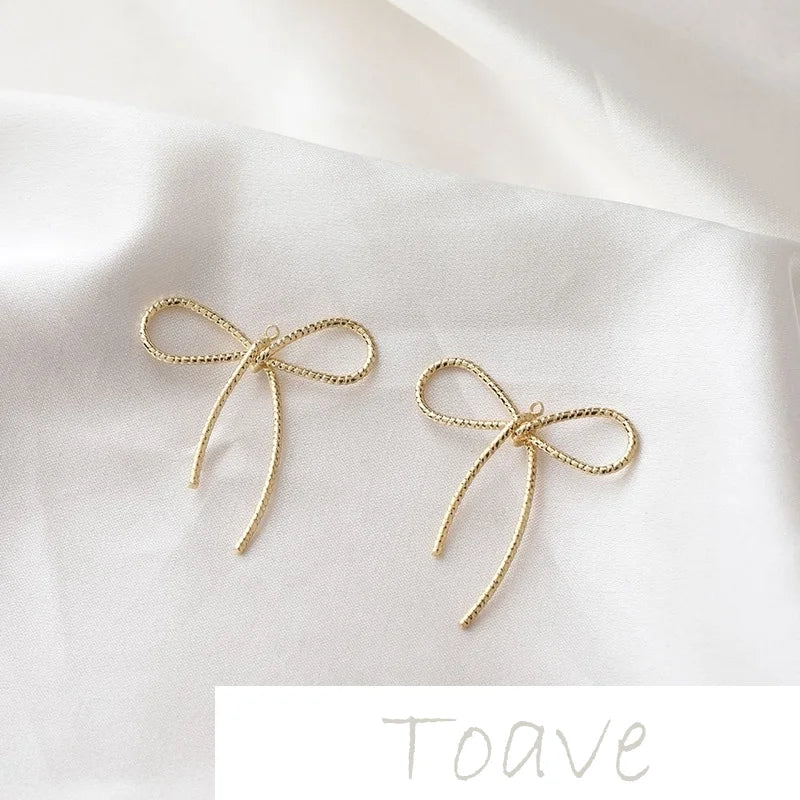 14K Flower Bow Pendant Earrings DIY Material Accessory