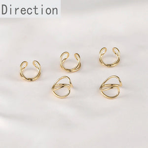 14K C-Shaped Cross Bean Ear Clip No Ear Hole Ear Bone Clip Ear Buckle