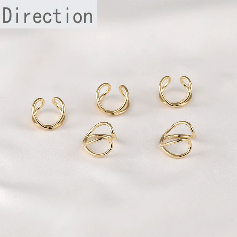 14K C-Shaped Cross Bean Ear Clip No Ear Hole Ear Bone Clip Ear Buckle