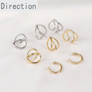 14K C-Shaped Cross Bean Ear Clip No Ear Hole Ear Bone Clip Ear Buckle