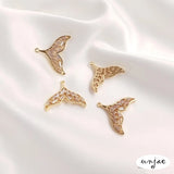 14K Whale Tail Pendant for DIY Necklace