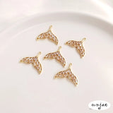 14K Whale Tail Pendant for DIY Necklace