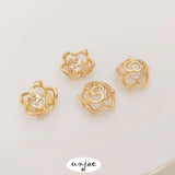 14K Zircon Rose Bead Pendant DIY Crystal Pearl Holder