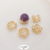 14K Zircon Rose Bead Pendant DIY Crystal Pearl Holder