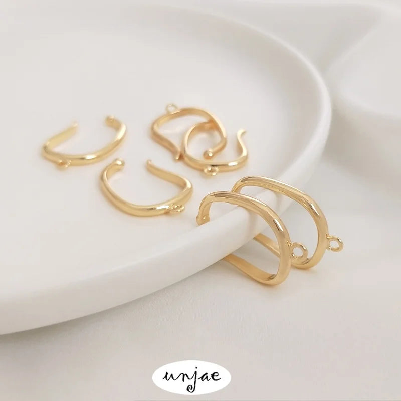 14K Bag Painless Ear Clip Sling Opening Ring Hand Earrings Accessories