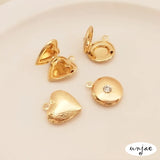 14K Bag Zircon Inlaid Round Photo Box Pendant