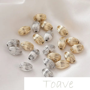 14K Diamond-Shaped Pleated Ball Bead for DIY Bracelet