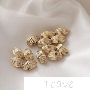 14K Diamond-Shaped Pleated Ball Bead for DIY Bracelet