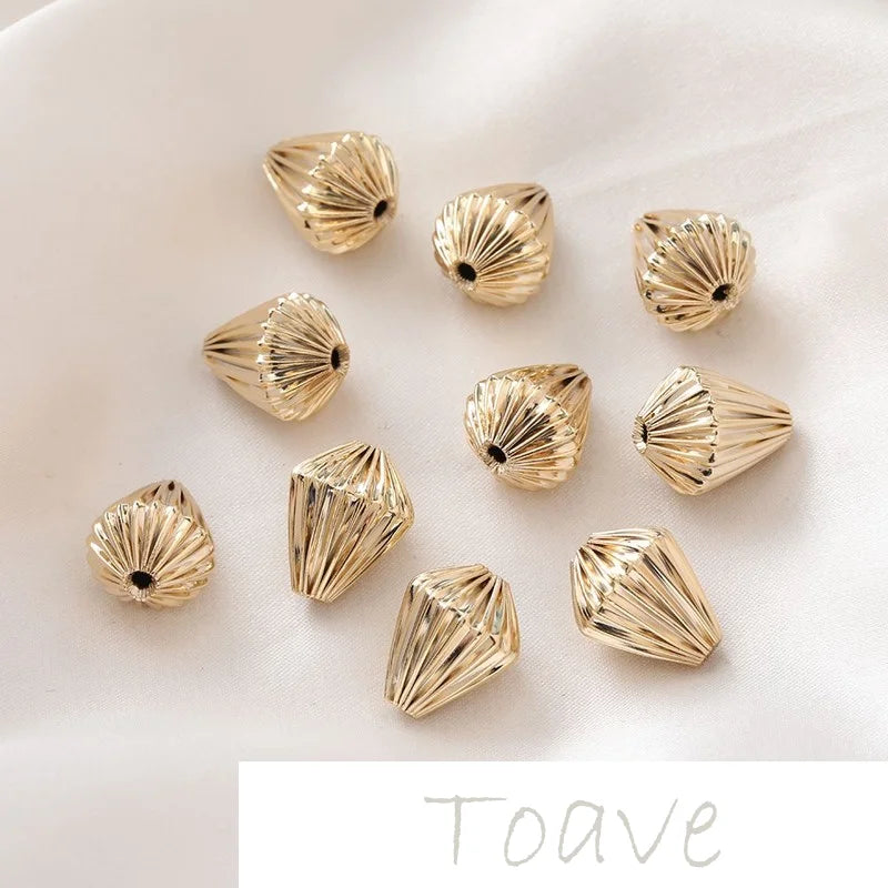 14K Pleated Water Drop Beaded Bracelet DIY Material 6pcs