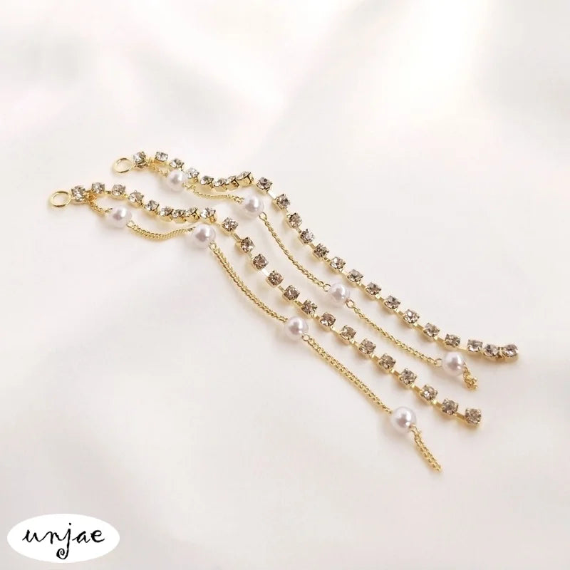 14K Zircon Pearl Tassel Earrings DIY Jewelry Pendant