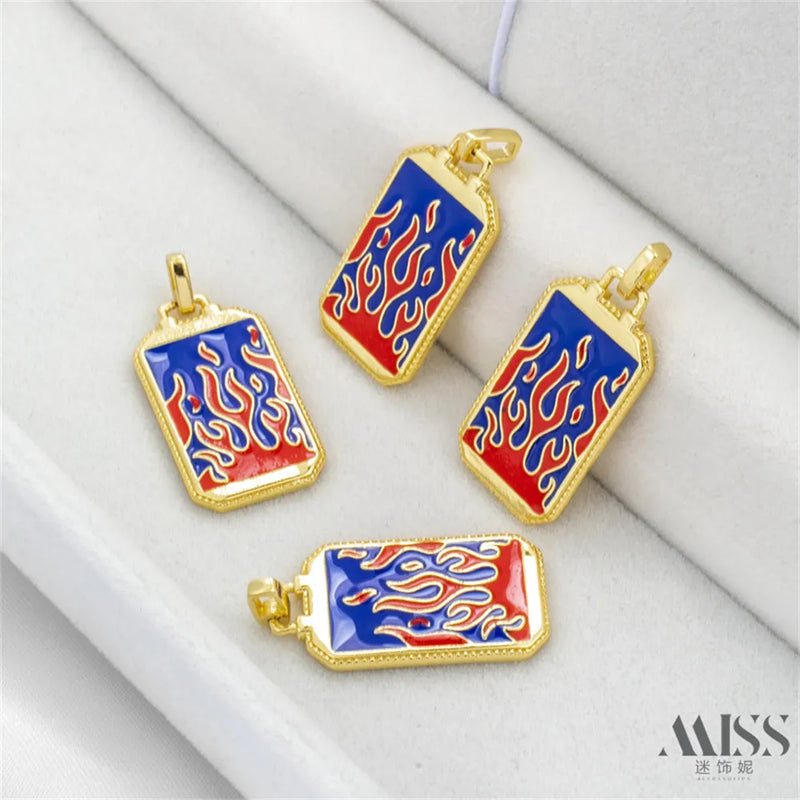 14K Clad Flame Pendant DIY Accessories Pendant Chain