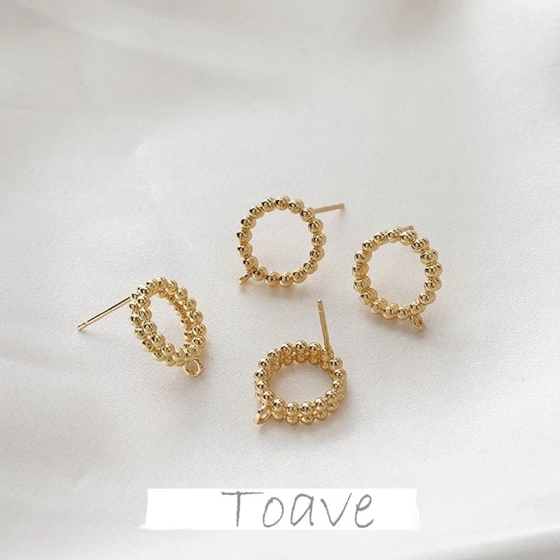 14K Copper and Gold Plated Round Bead Chain Earrings DIY Material
