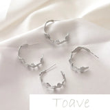 14K Wavy Stripes Silver Needle Earrings