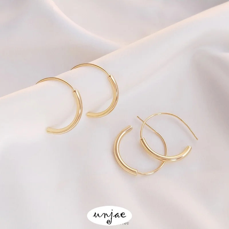 14K C-shaped Beadable Earrings S925 Silver Stud Earrings DIY Accessories