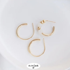 14K C-shaped Beadable Earrings S925 Silver Stud Earrings DIY Accessories