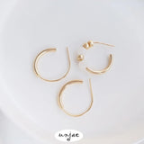 14K C-shaped Beadable Earrings S925 Silver Stud Earrings DIY Accessories