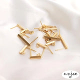 14K T-shaped Earrings Square Thread DIY
