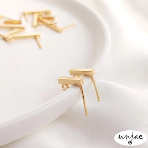 14K T-shaped Earrings Square Thread DIY