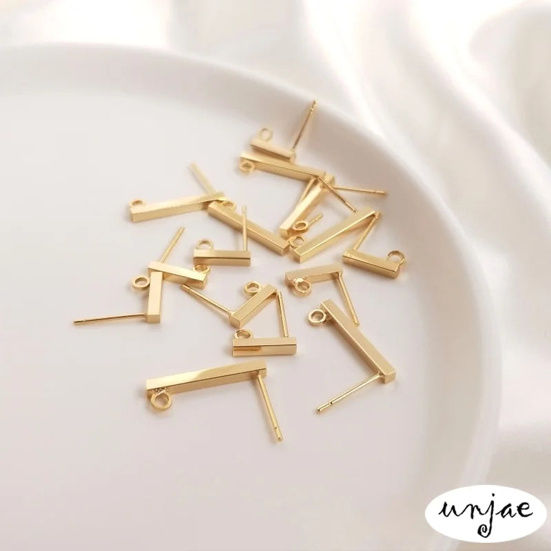 14K T-shaped Earrings Square Thread DIY