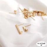 14K T-shaped Earrings Square Thread DIY