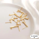 14K T-shaped Earrings Square Thread DIY