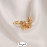 14K Pearl Ring Setting with Zircon Bowknot, DIY Semi-Hole Crystal Ring