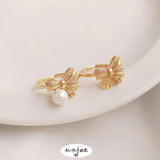 14K Pearl Ring Setting with Zircon Bowknot, DIY Semi-Hole Crystal Ring