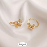14K Pearl Ring Setting with Zircon Bowknot, DIY Semi-Hole Crystal Ring