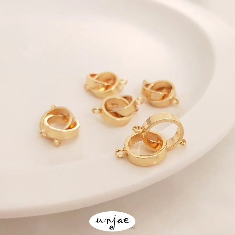 14K Double-Loop Buckle for Necklace, DIY Jewelry Accessory