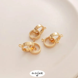 14K Double-Loop Buckle for Necklace, DIY Jewelry Accessory