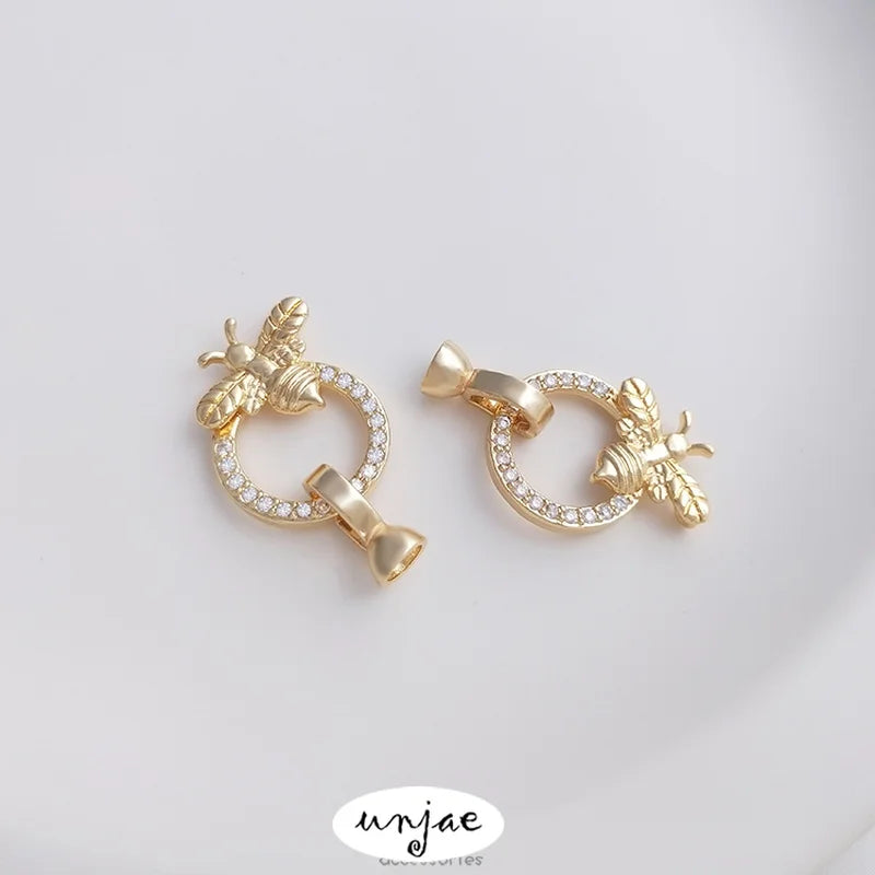 14K Zircon Inlaid Bag Protection Arrow Heart Butterfly Bee DIY Accessory
