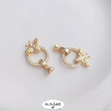 14K Zircon Inlaid Bag Protection Arrow Heart Butterfly Bee DIY Accessory