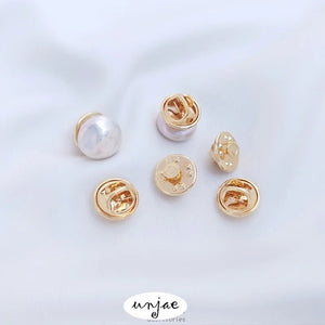 14K Bag Pearl Nail Button Collar Cardigan Shawl Buckle Pin