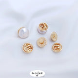 14K Bag Pearl Nail Button Collar Cardigan Shawl Buckle Pin