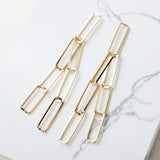 Personalized Rectangular Ring Hand-Made Silver Needle Earrings