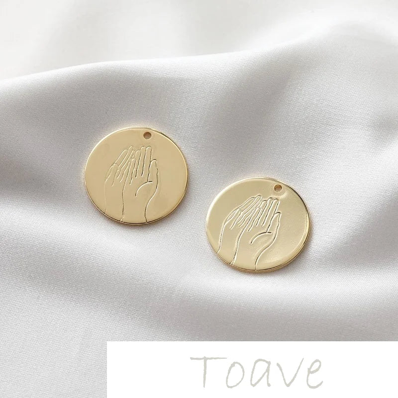 14K Round Palm Disc Tag Earring Necklace DIY Access