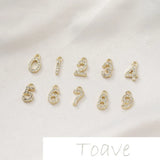 14K Gold-Clad 0-9 Digital Compact Zircon Pendant DIY Bracelet Necklace Earrings