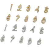 14K Gold-Clad 0-9 Digital Compact Zircon Pendant DIY Bracelet Necklace Earrings