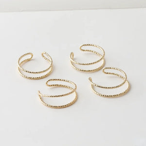 14K Gold-Clad Flower Open Ring Copper Plated DIY Material