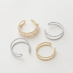 14K Gold-Clad Flower Open Ring Copper Plated DIY Material