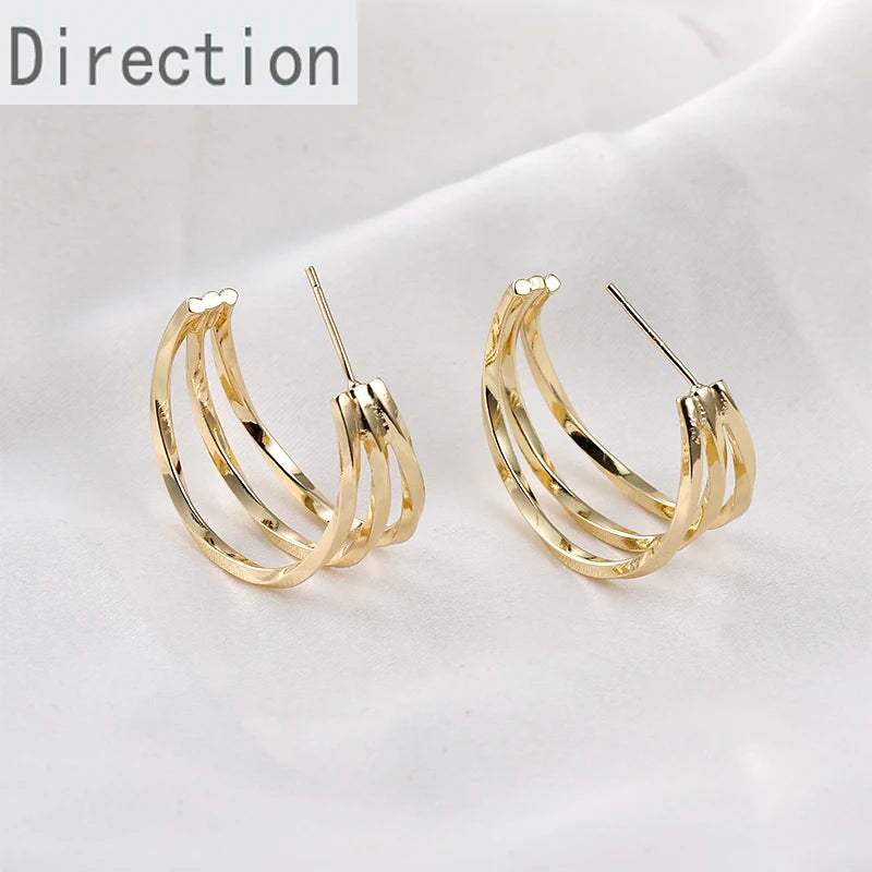 14K Clad Copper Plated Silver Pin Earrings