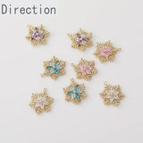 14K clad copper diamond snowflake Zircon Pendant for DIY Earrings Necklace