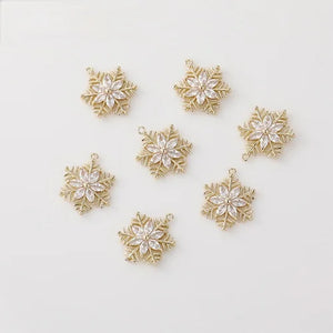 14K clad copper diamond snowflake Zircon Pendant for DIY Earrings Necklace