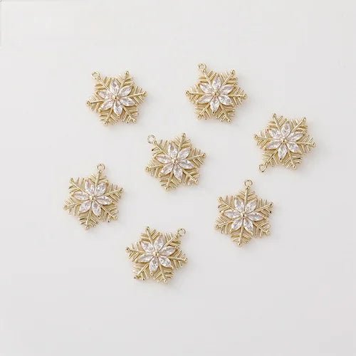 14K clad copper diamond snowflake Zircon Pendant for DIY Earrings Necklace